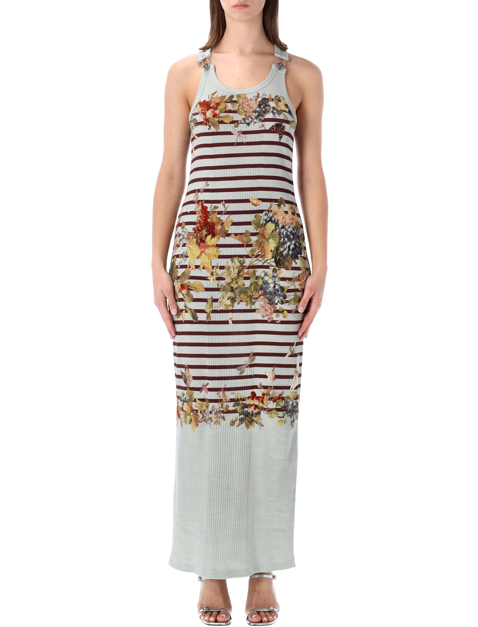 Jean Paul Gaultier Marinière Grape tank long dress Light Blue Multi Cotton