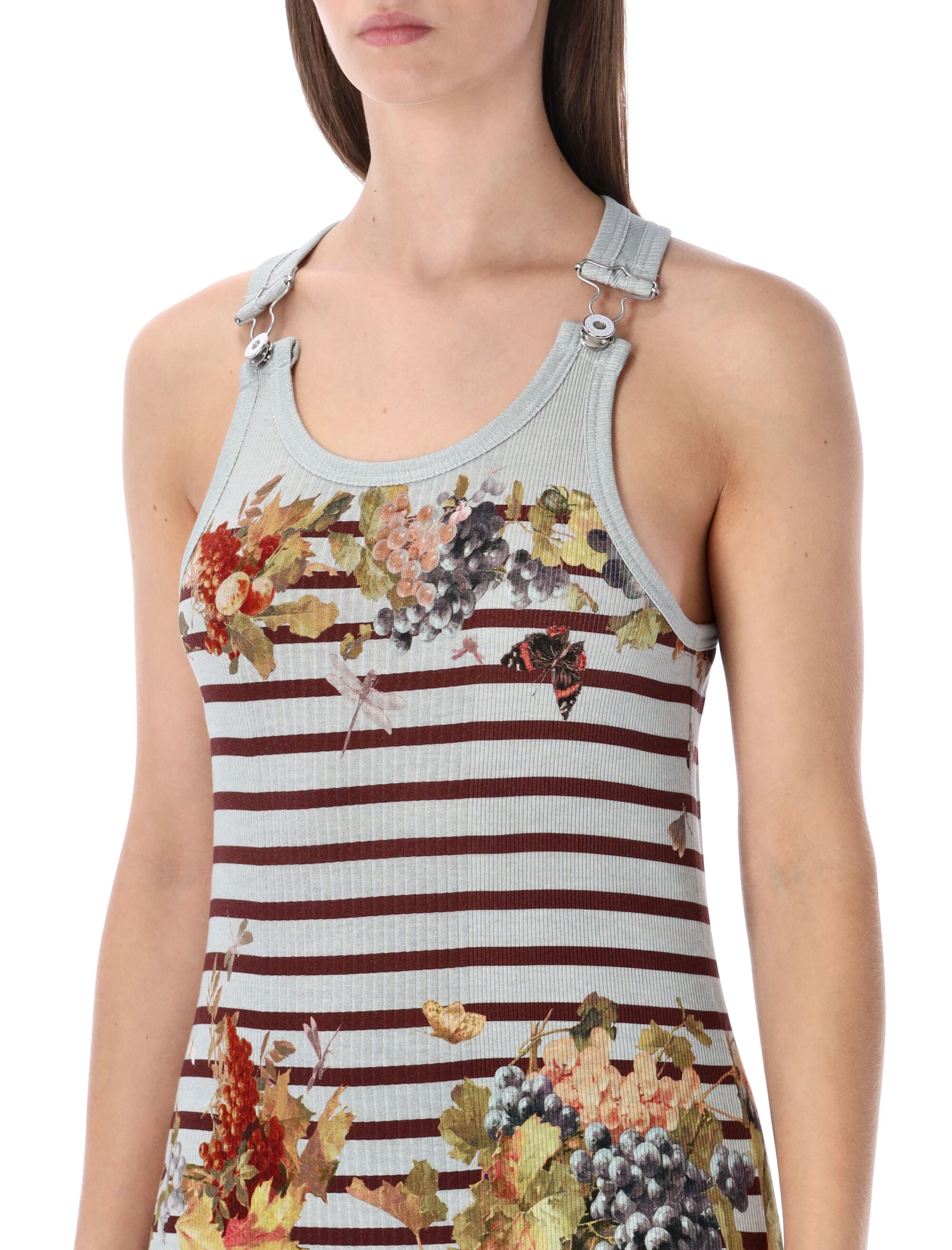 Jean Paul Gaultier Marinière Grape tank long dress Light Blue Multi Cotton