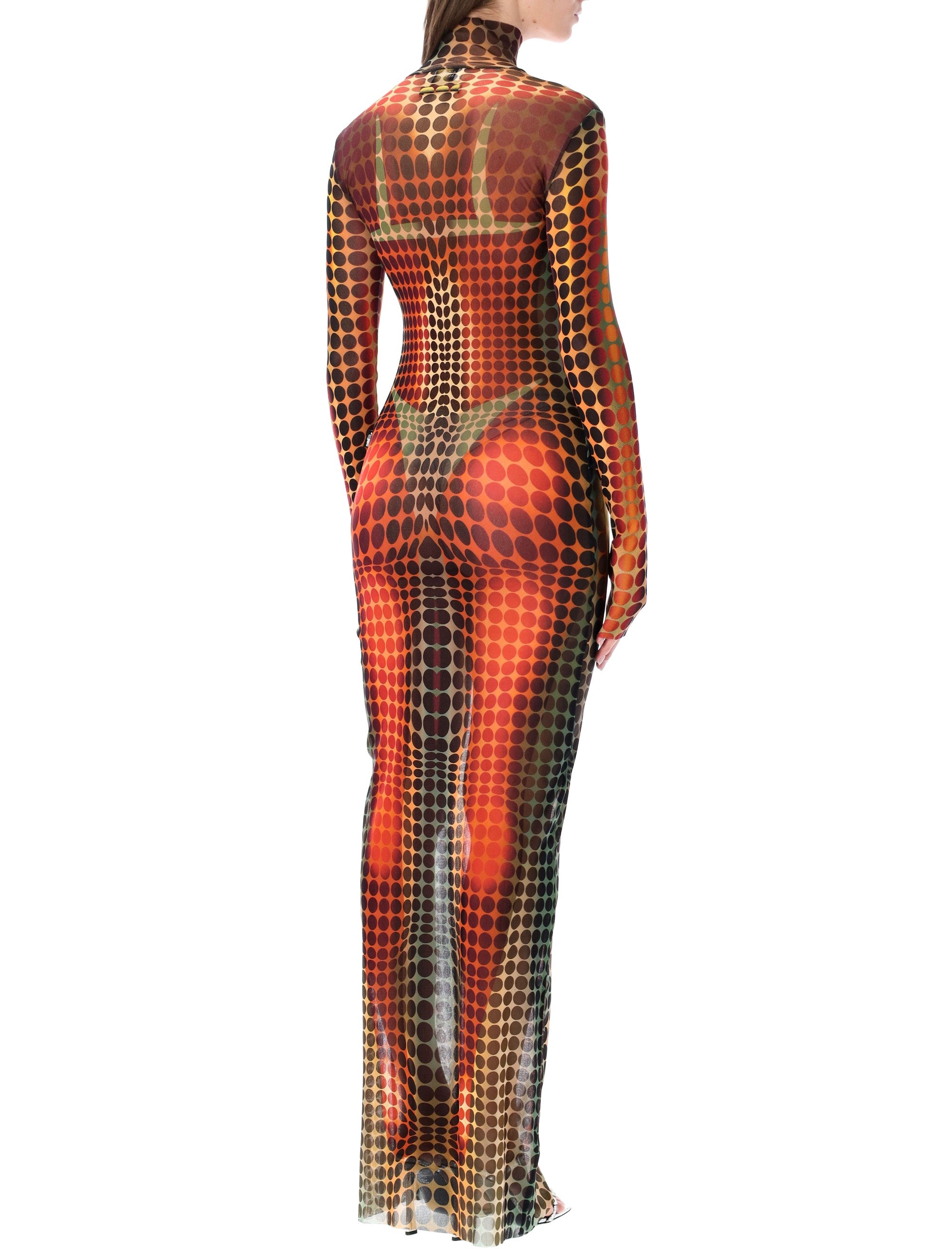 Jean Paul Gaultier Dots Re-Edition long dress Orange Multi Polyamide
