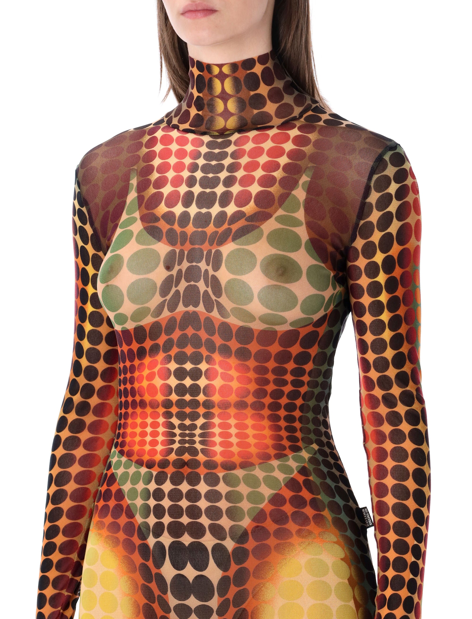 Jean Paul Gaultier Dots Re-Edition long dress Orange Multi Polyamide