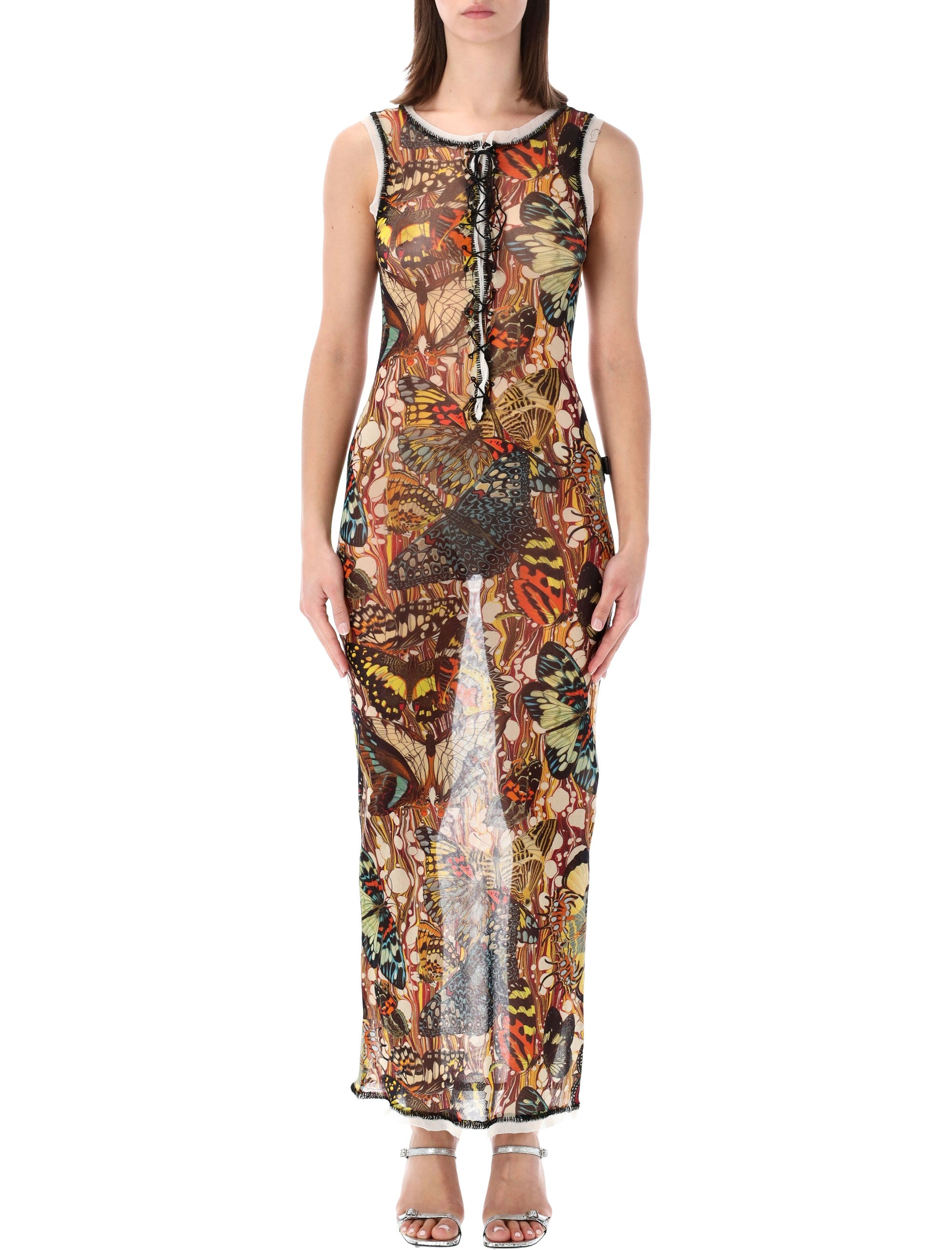 Jean Paul Gaultier Butterfly Re-Edition long dress Yellow Multi Polyamide