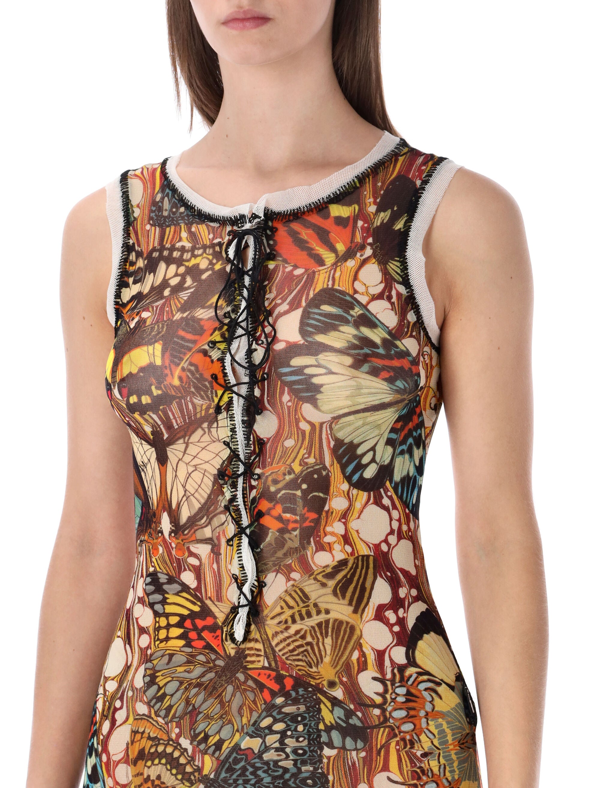 Jean Paul Gaultier Butterfly Re-Edition long dress Yellow Multi Polyamide