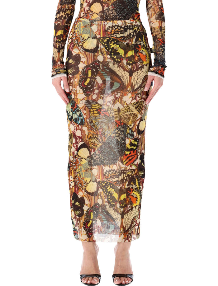 Jean Paul Gaultier Re-Edition Butterfly Tulle Skirt Yellow Multi Polyamide Lining