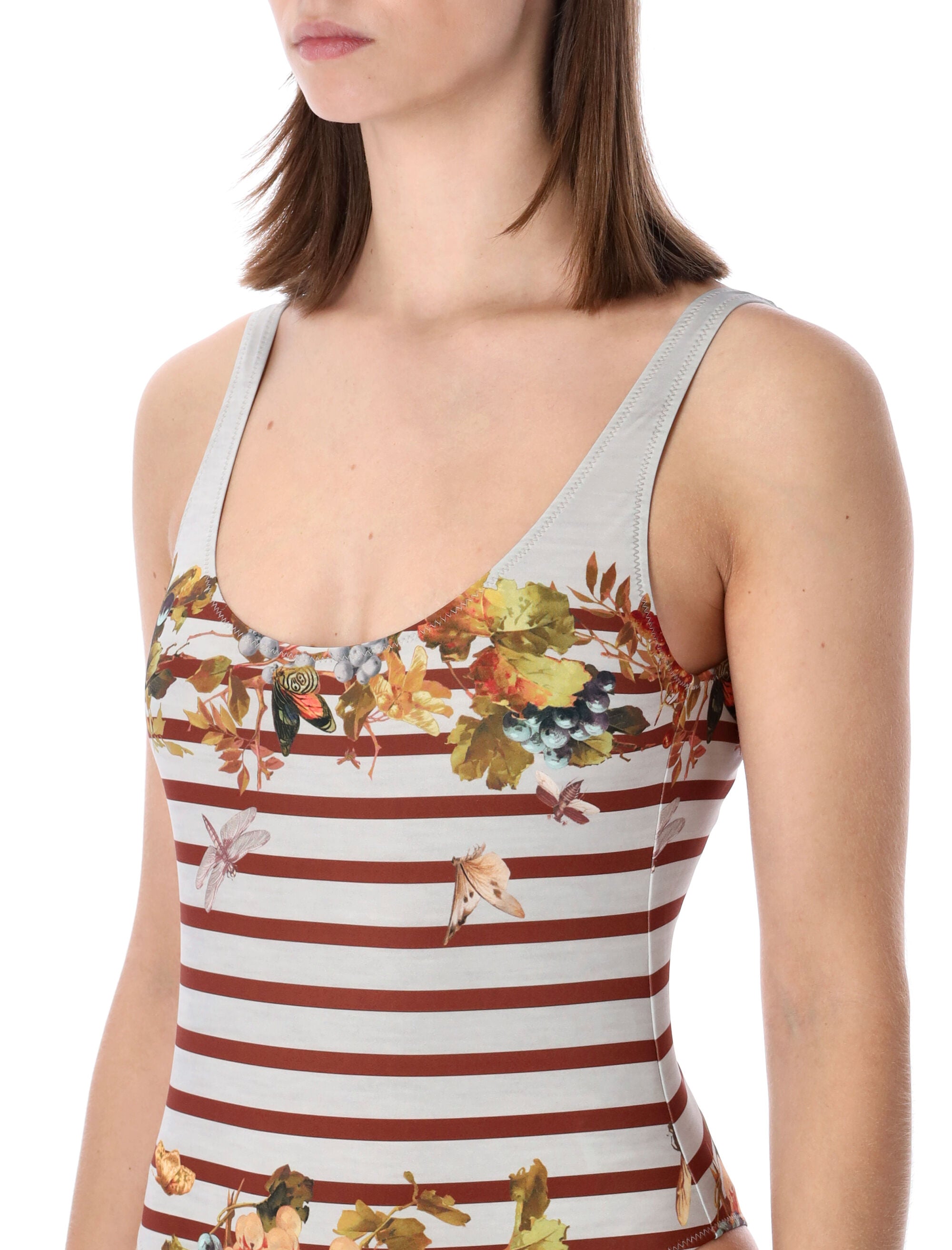 Jean Paul Gaultier Marinière Grape one-piece swimsuit Light Blue Multi Polyester Swimwear