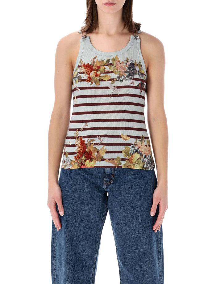 Jean Paul Gaultier Marinière grape rib tank top Light Blue Multi Cotton