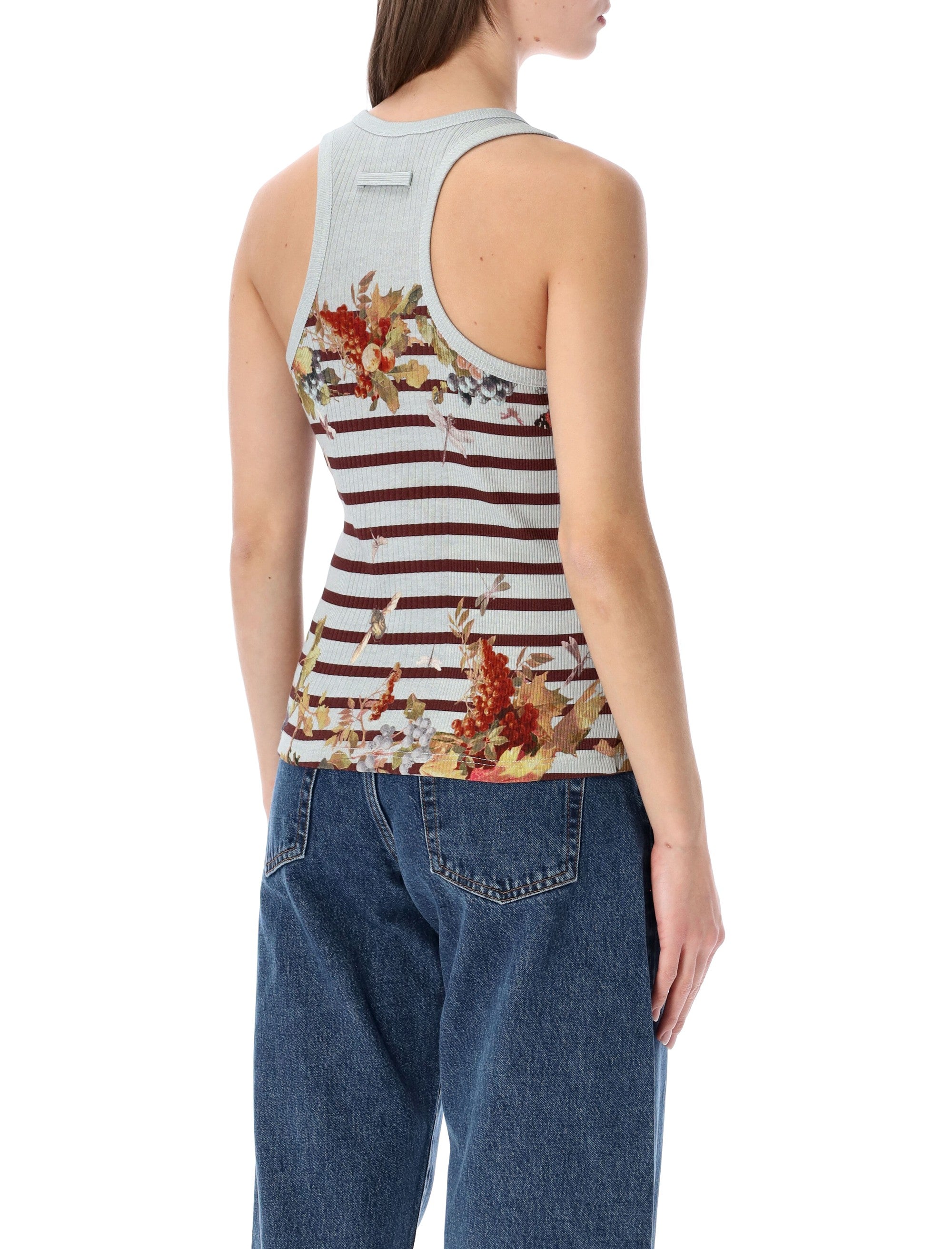 Jean Paul Gaultier Marinière grape rib tank top Light Blue Multi Cotton