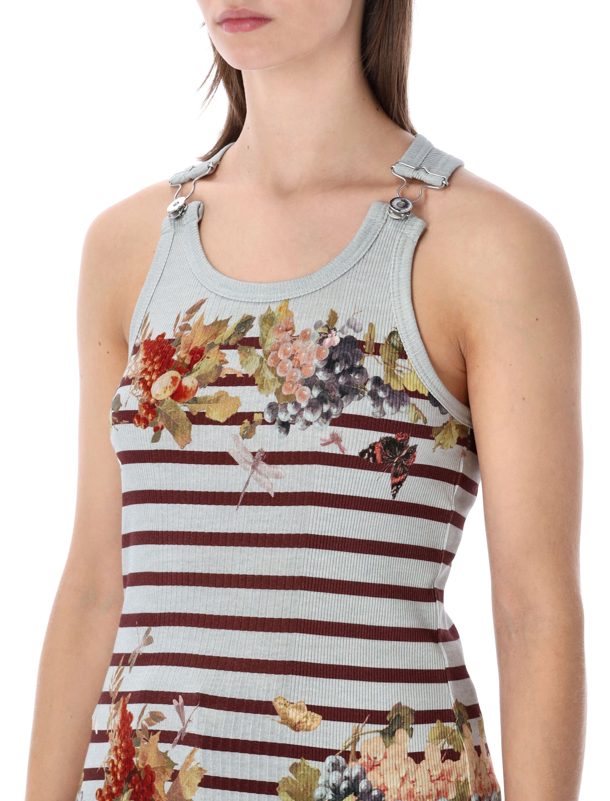 Jean Paul Gaultier Marinière grape rib tank top Light Blue Multi Cotton