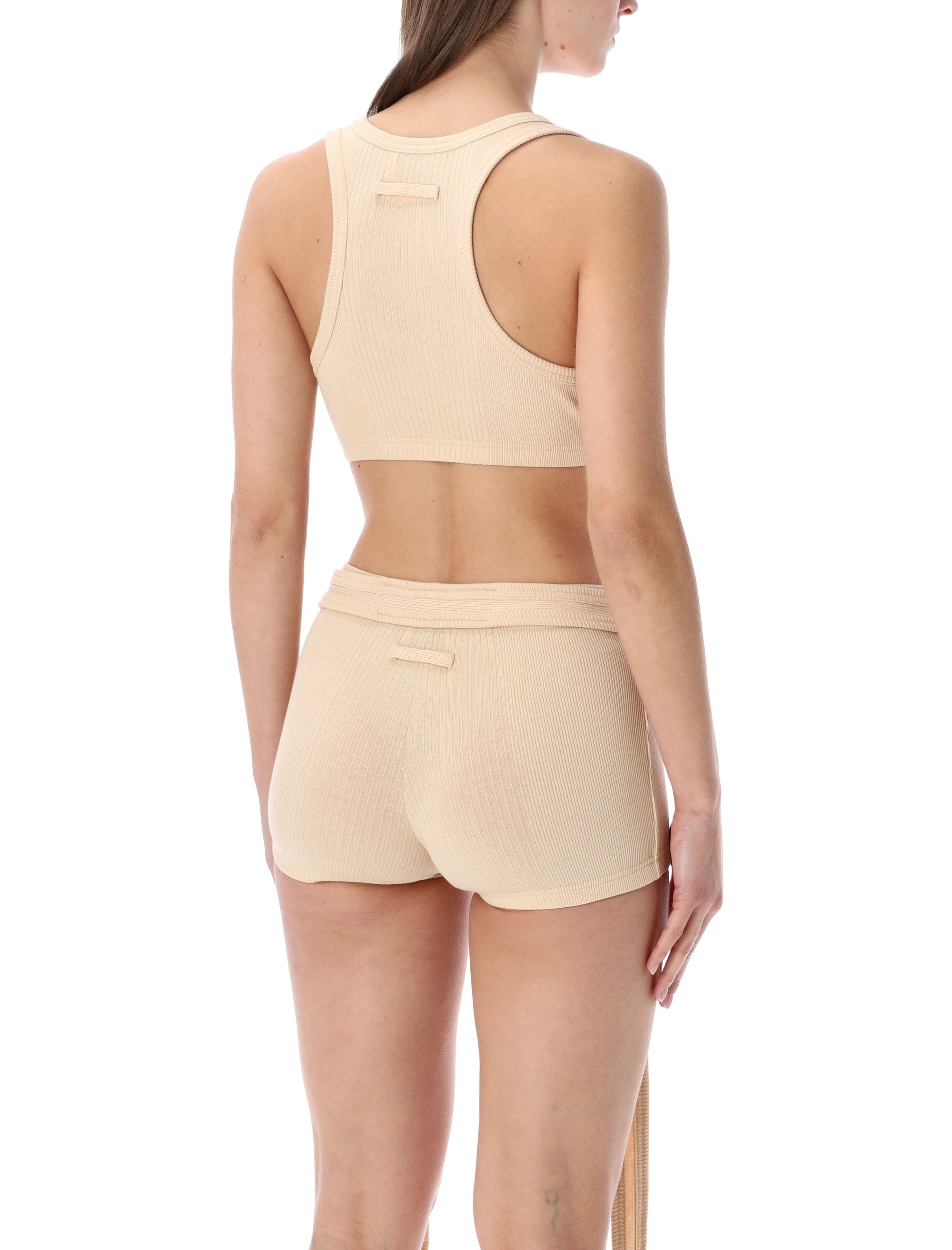 Jean Paul Gaultier ribbed Patch bra Nude Cotton Top