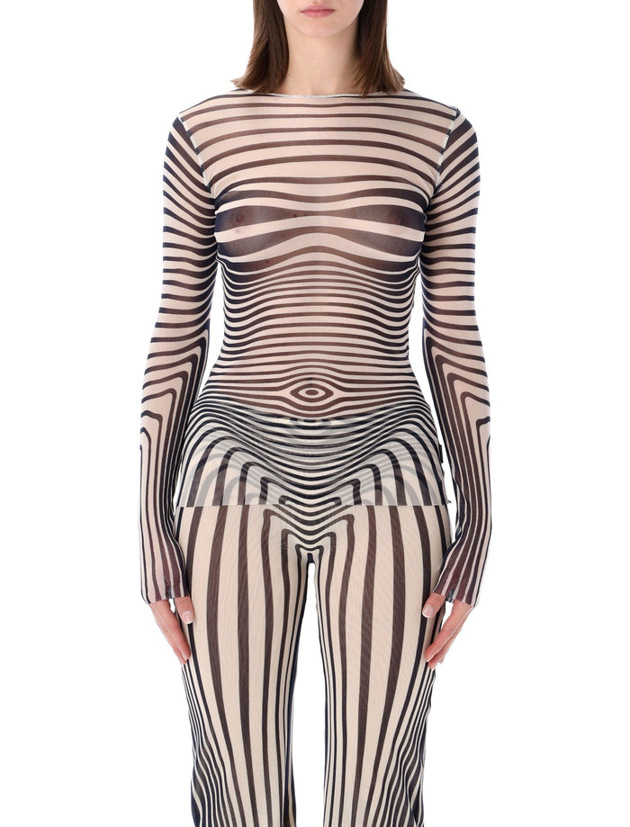 Jean Paul Gaultier Body Morphing Re-Edition top Ecru Navy Polyamide
