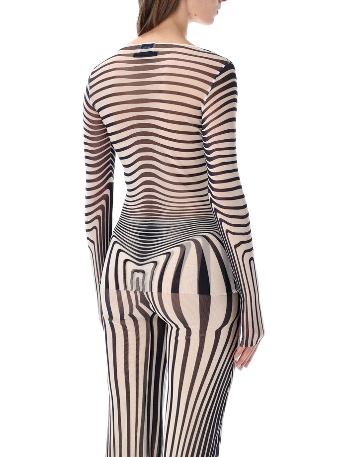Jean Paul Gaultier Body Morphing Re-Edition top Ecru Navy Polyamide