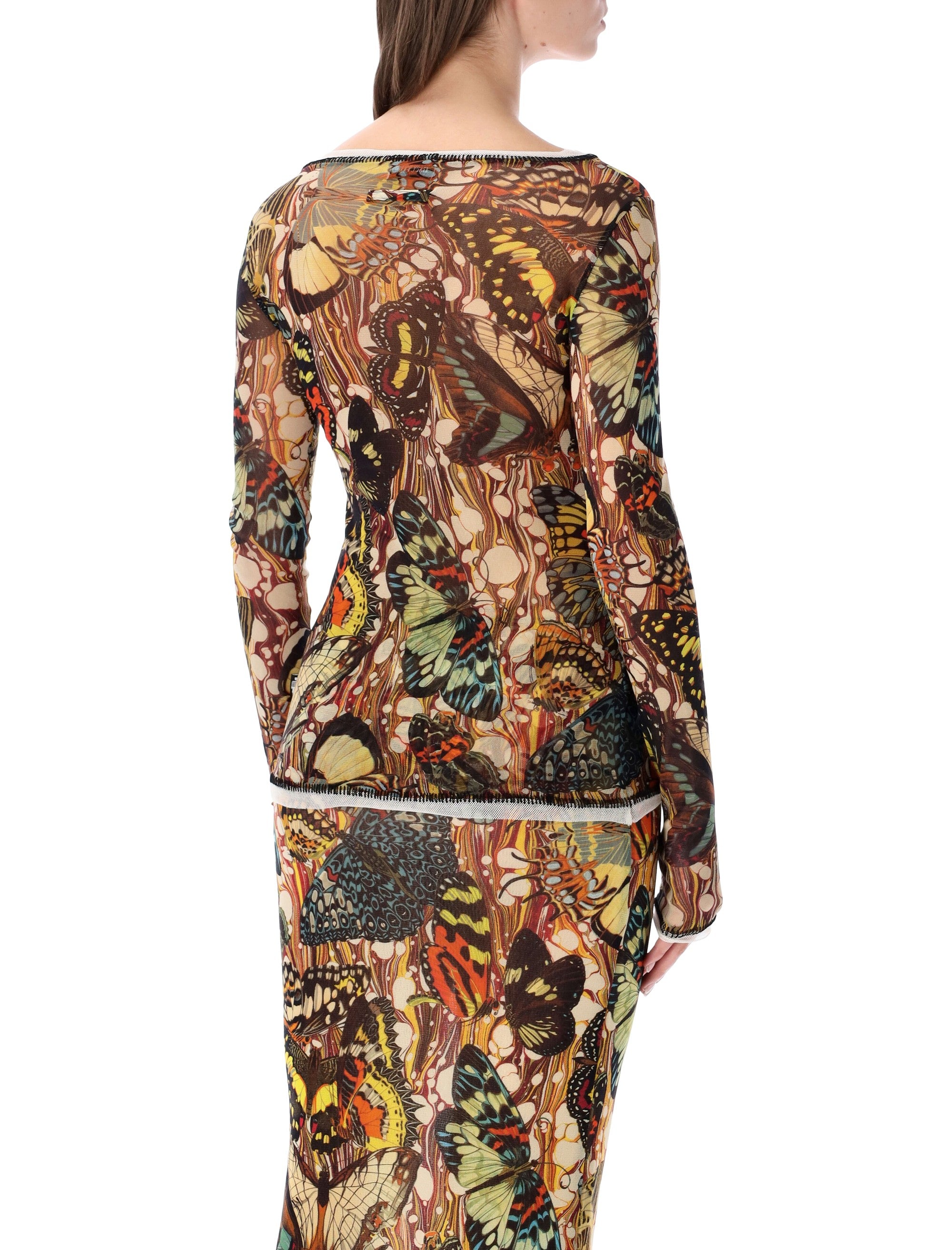 Jean Paul Gaultier Re-Edition Butterfly tulle top Yellow Multi Polyamide