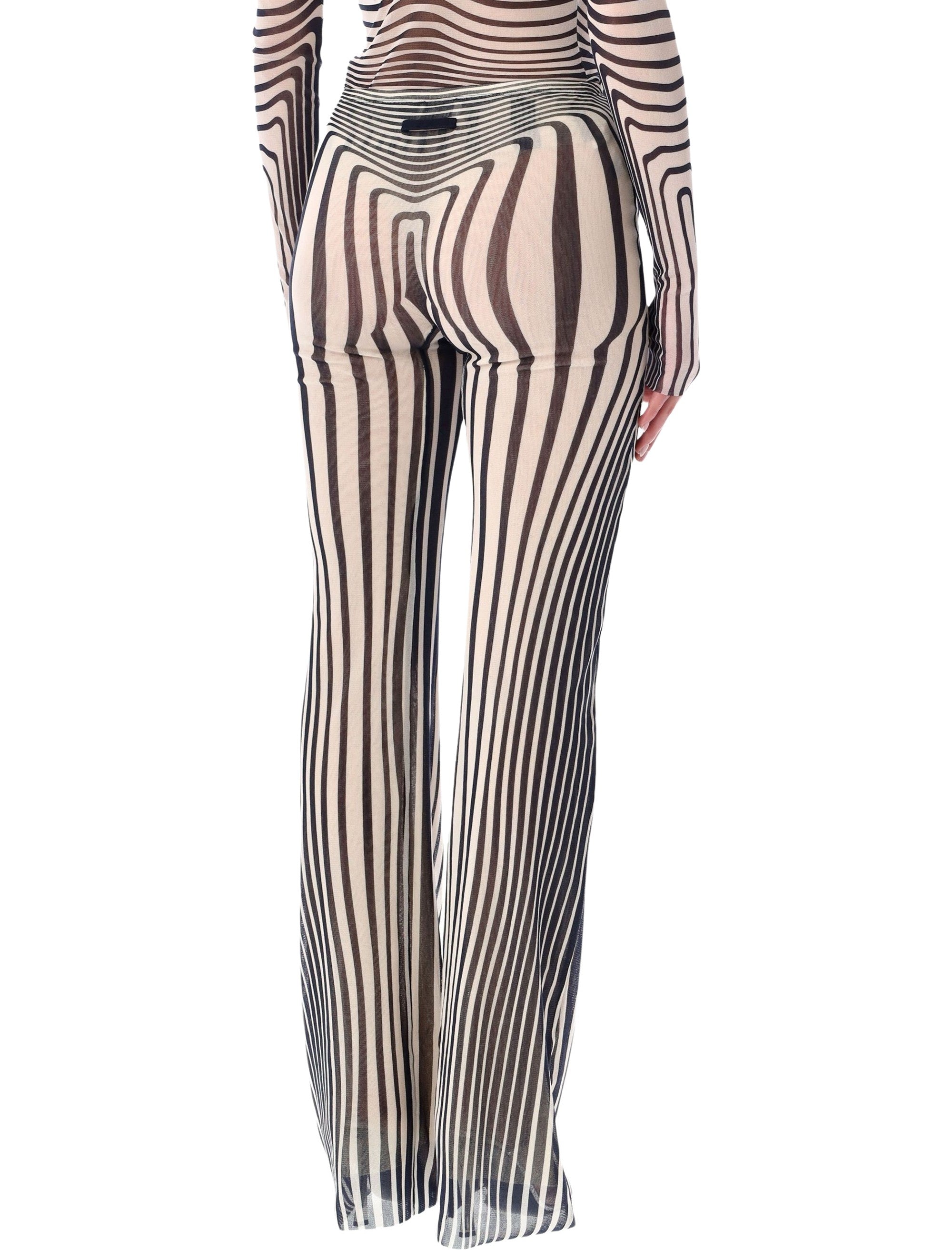 Jean Paul Gaultier Re-Edition body morphing tulle pants Ecru Navy Polyamide