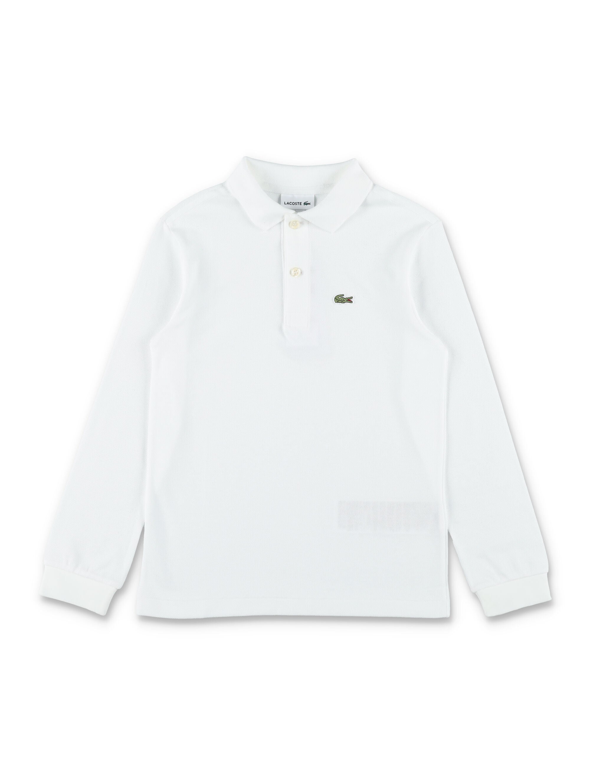 Lacoste Boys Long-Sleeve Petit Piqué Polo White Cotton T-shirt