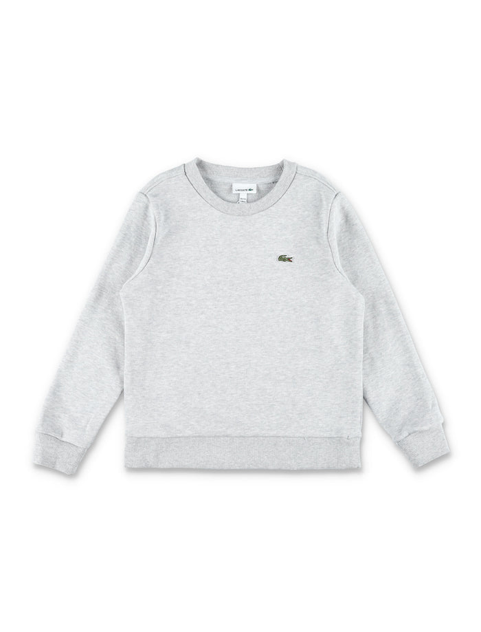 Lacoste Kids Logo Crewneck Sweatshirt Grey Cotton