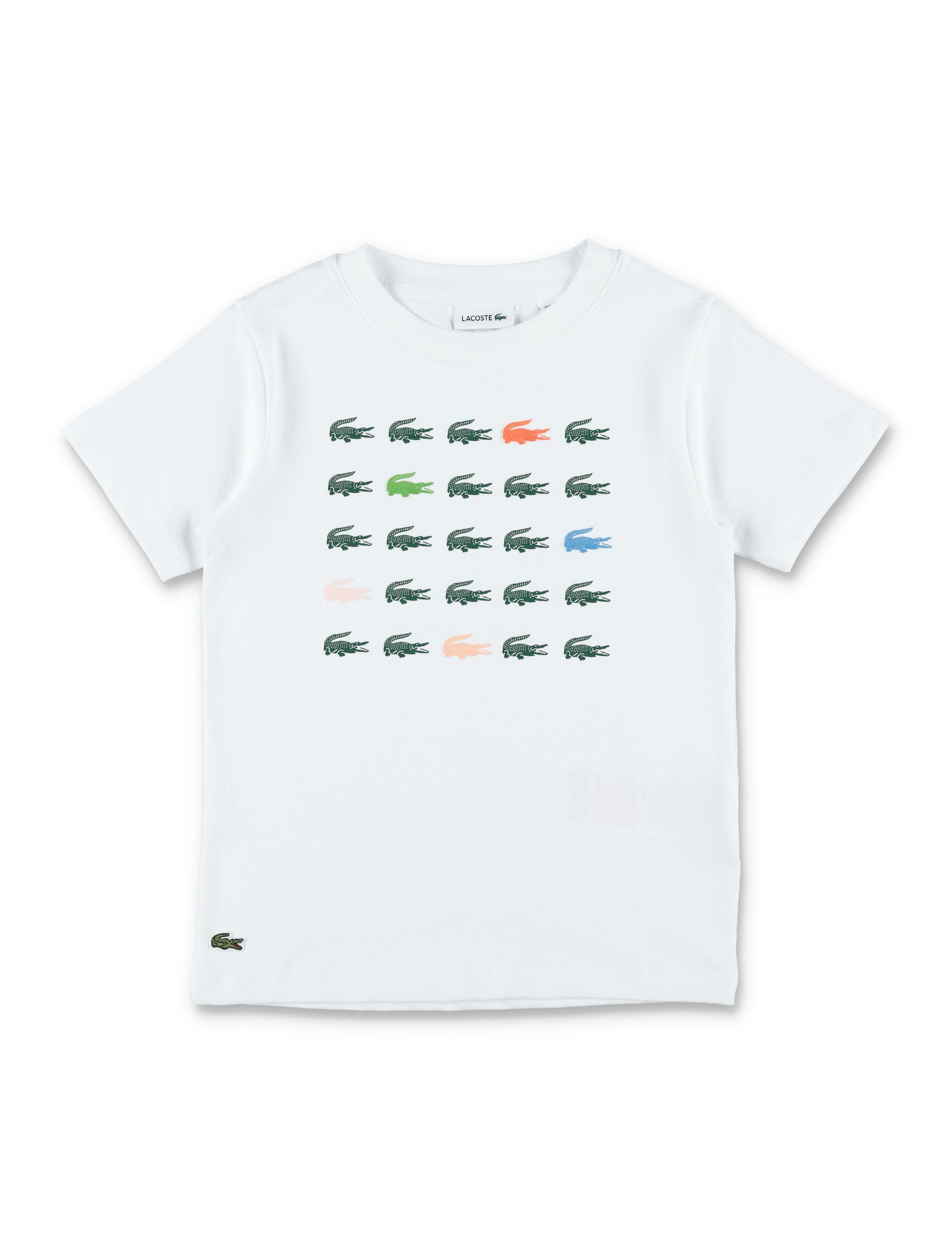 Lacoste Kids Multi-Logo Cotton T-Shirt White Organic Combed