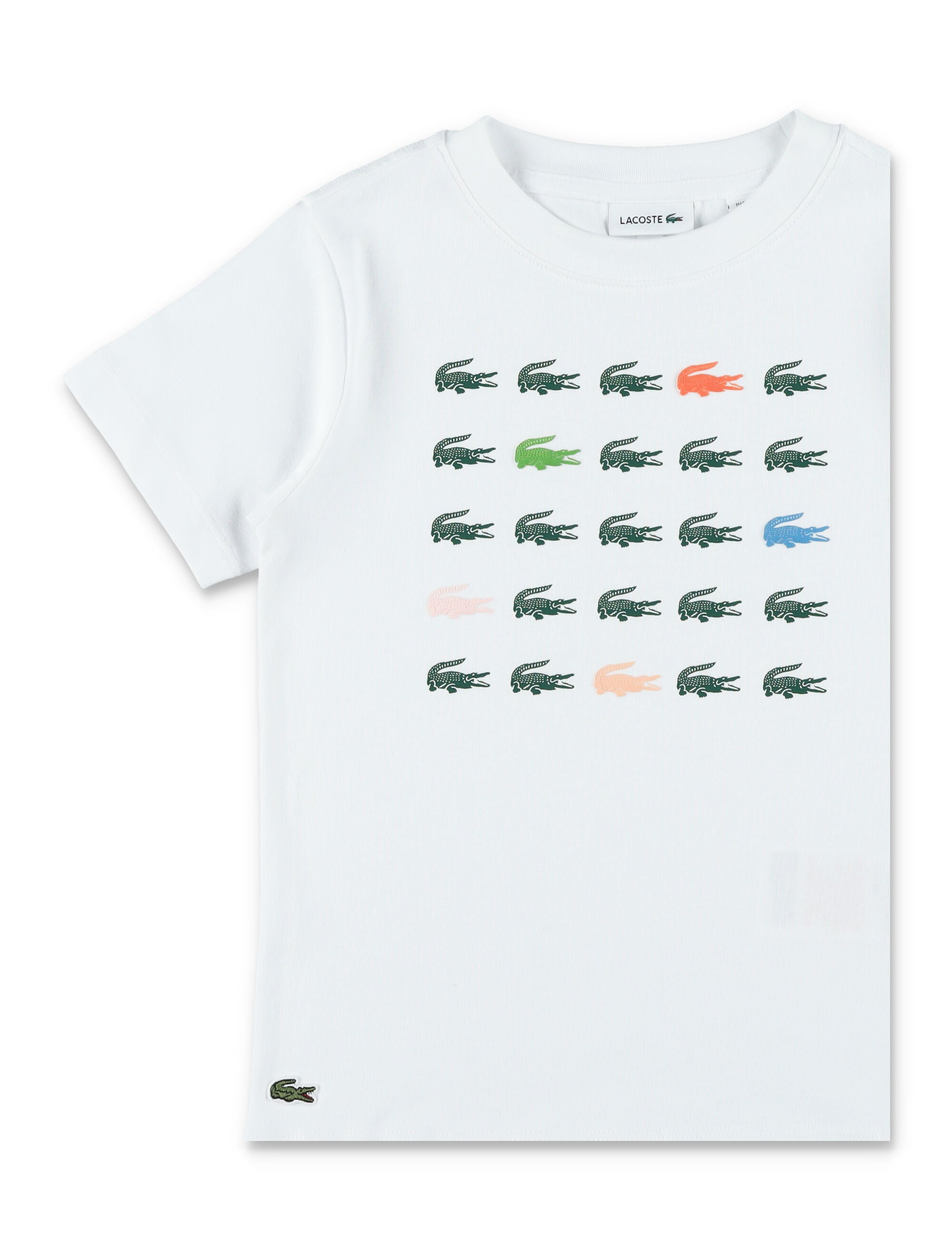 Lacoste Kids Multi-Logo Cotton T-Shirt White Organic Combed