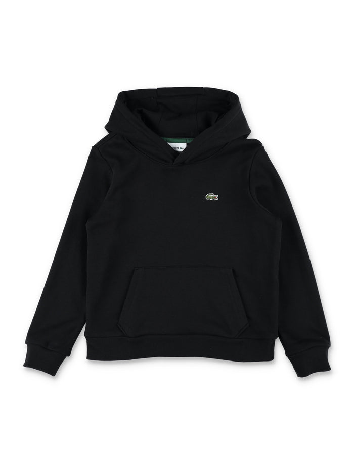 Lacoste Kids Cotton Hoodie Black Sweatshirt