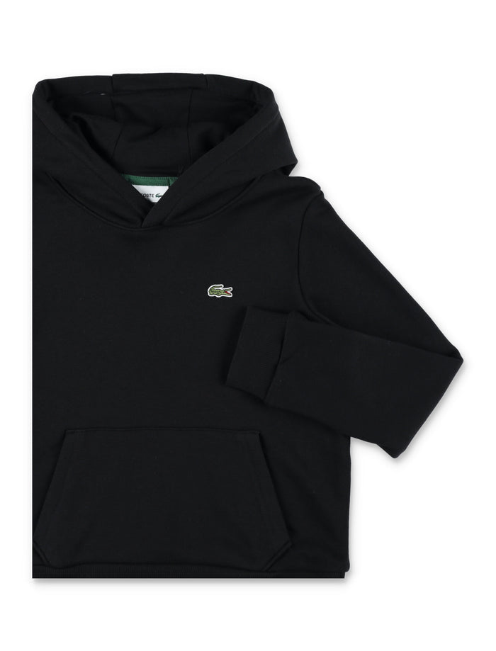 Lacoste Kids Cotton Hoodie Black Sweatshirt