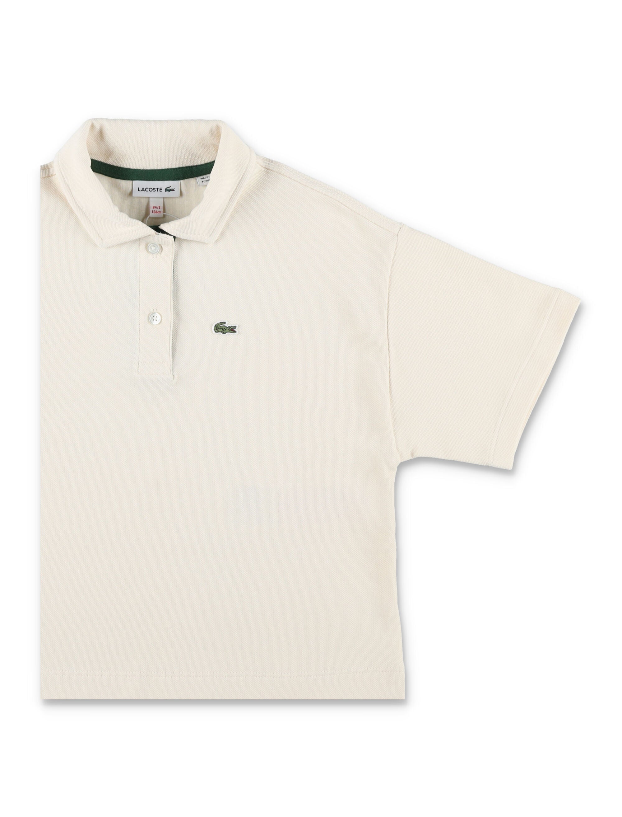 Lacoste Girls Oversize Petit Piqué Polo Off-white Organic Combed Cotton T-shirt