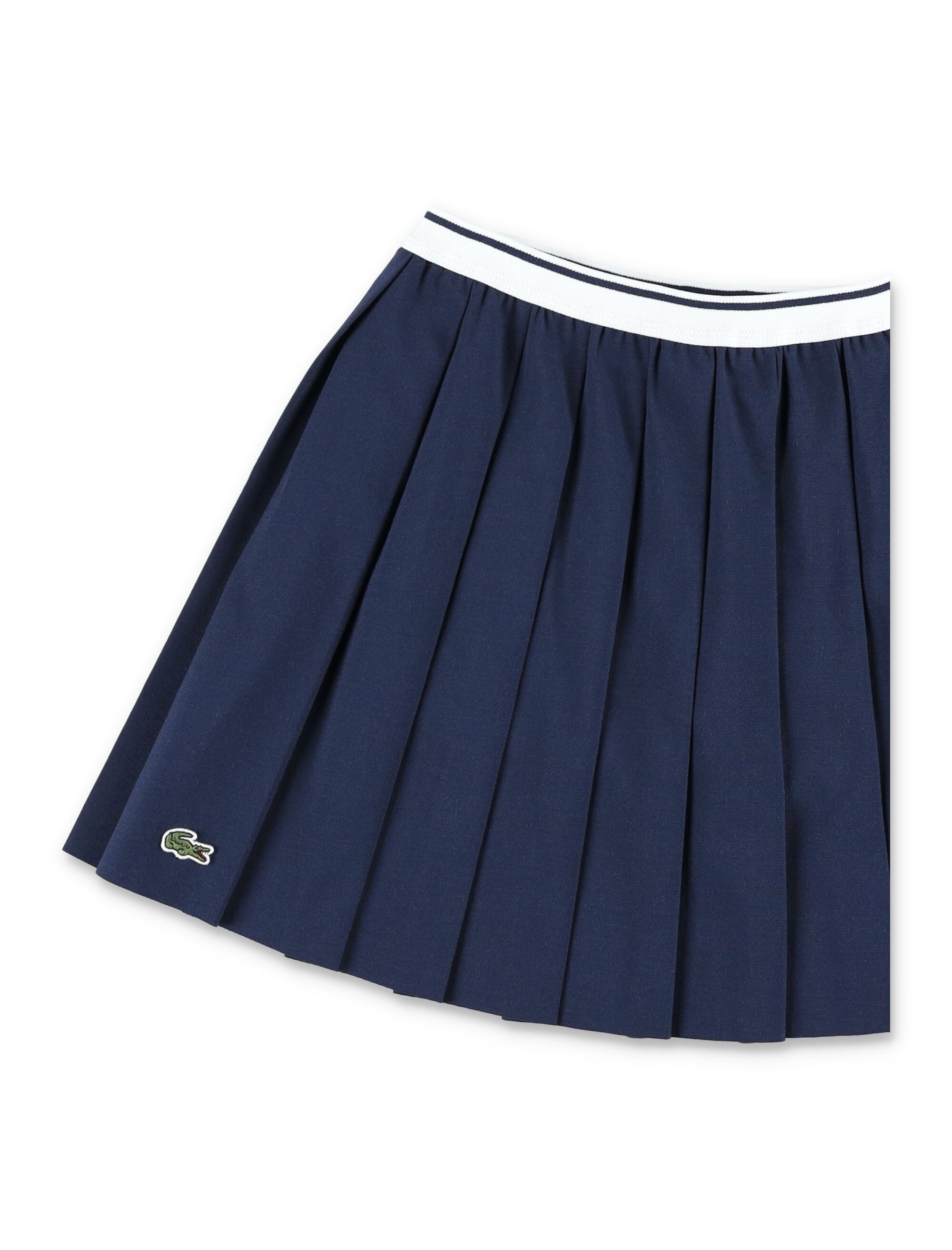 Lacoste Girls Pleated Oxford Tennis Skirt Navy Recycled Polyester