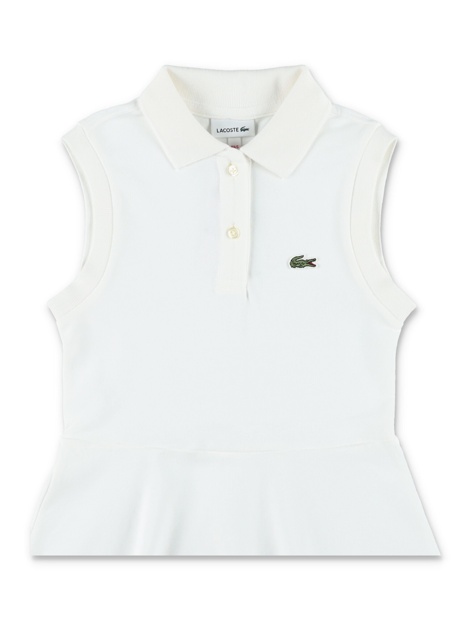 Lacoste girls sleeveless elastic petit piqué dress White Organic Combed Cotton