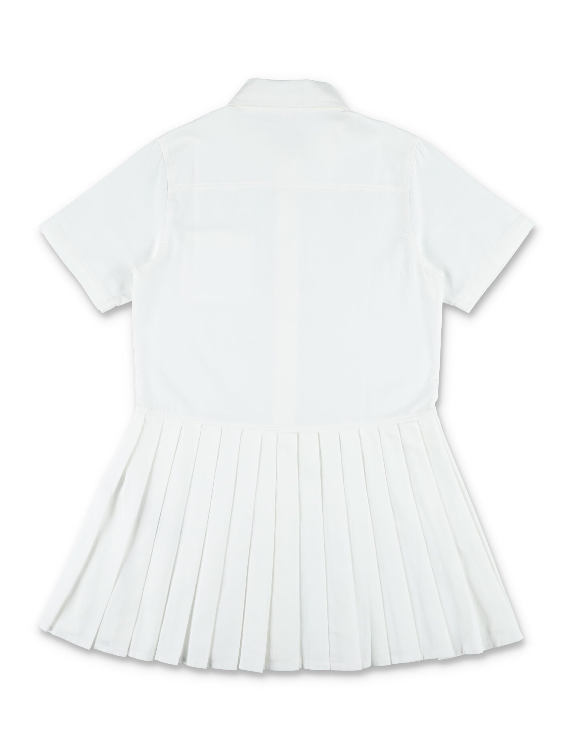 Lacoste girls pleated poplin shirt dress White Organic Cotton