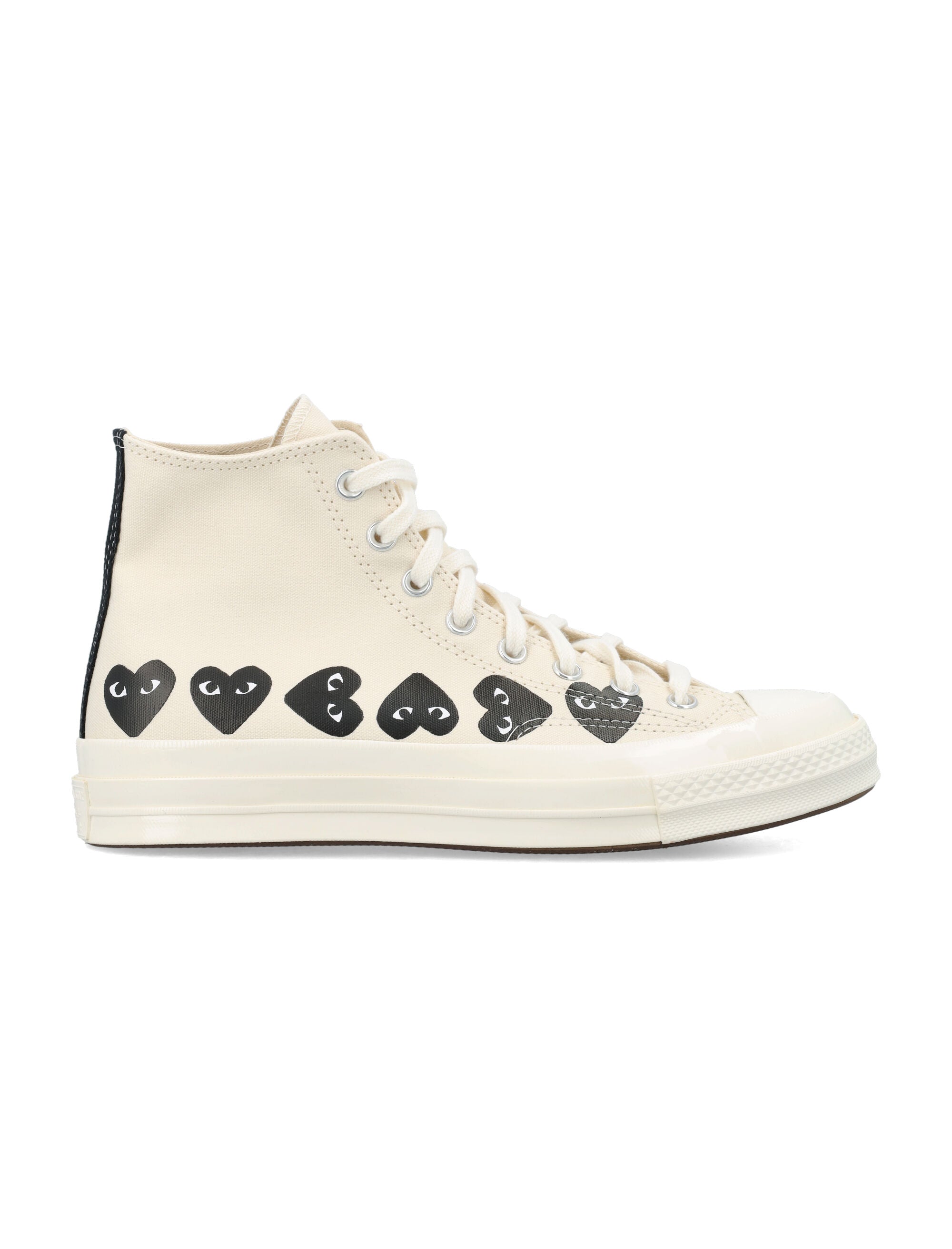 Multi heart hi top White Cotton Sole Sneaker