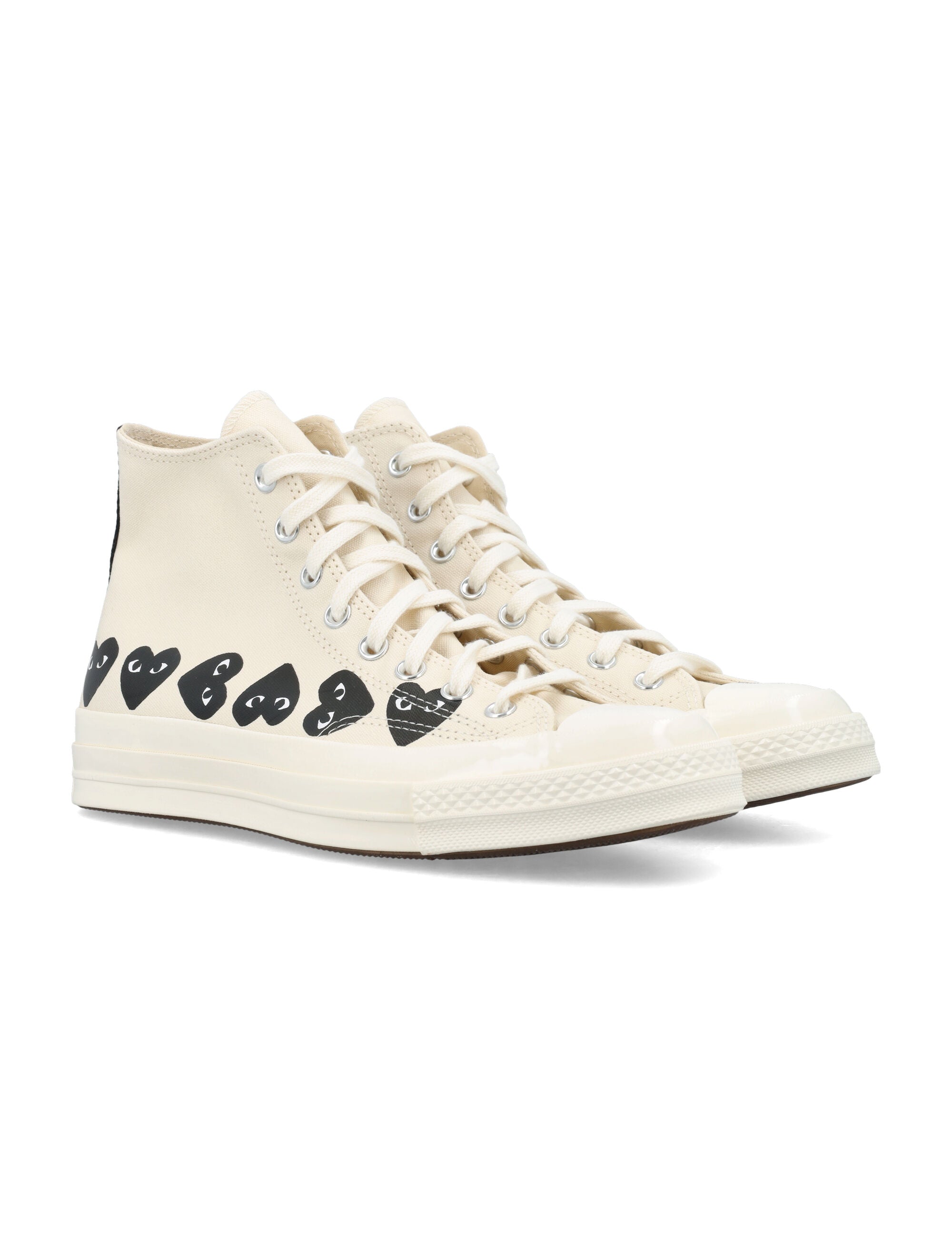 Multi heart hi top White Cotton Sole Sneaker