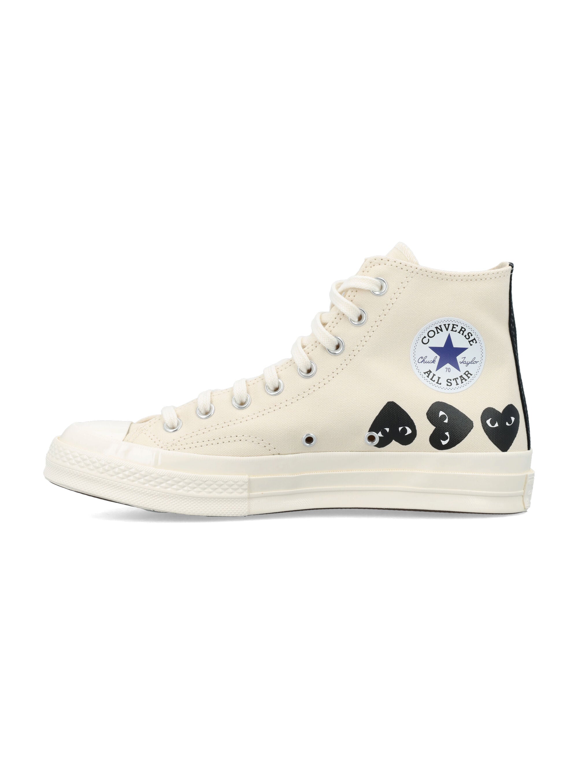 Multi heart hi top White Cotton Sole Sneaker