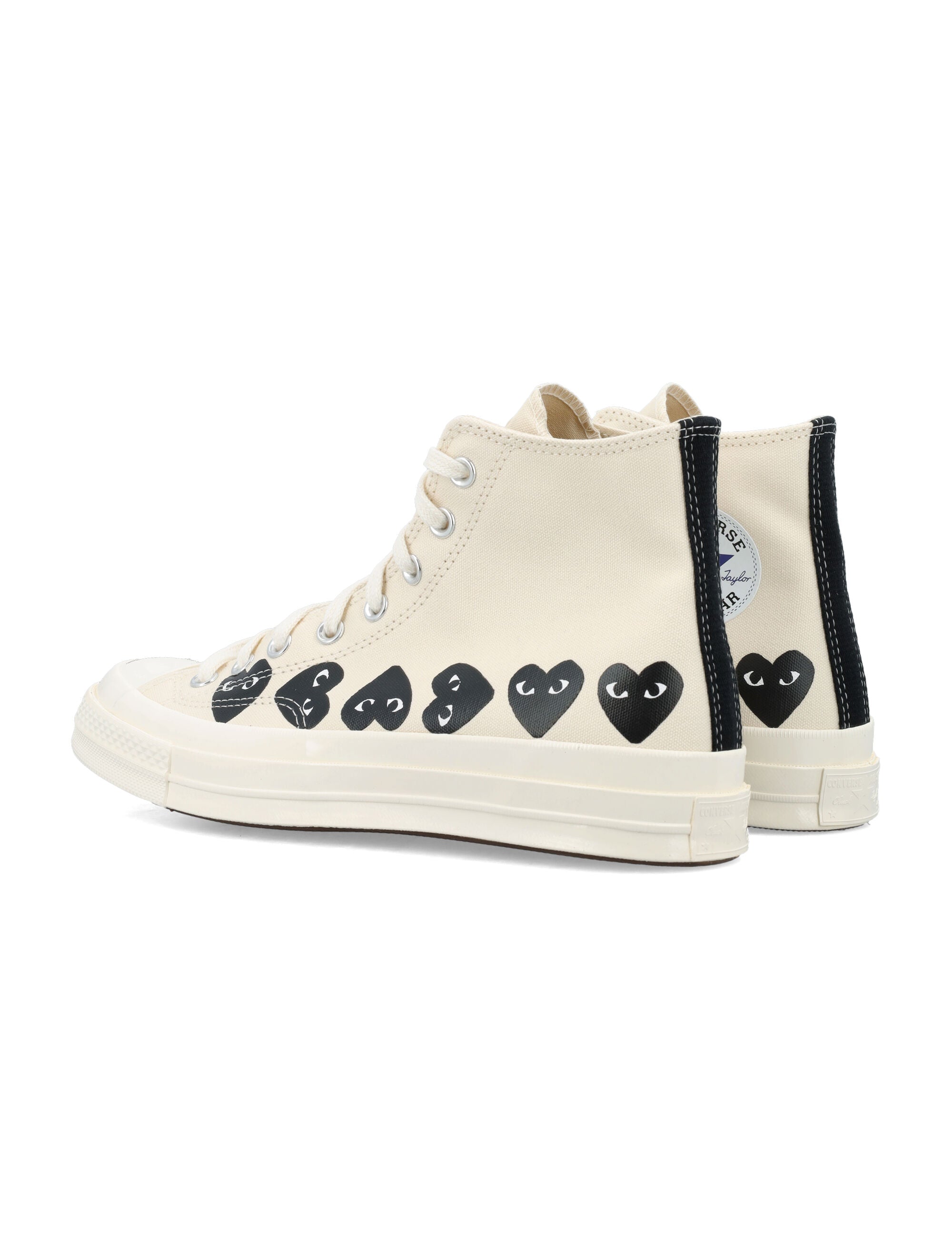 Multi heart hi top White Cotton Sole Sneaker
