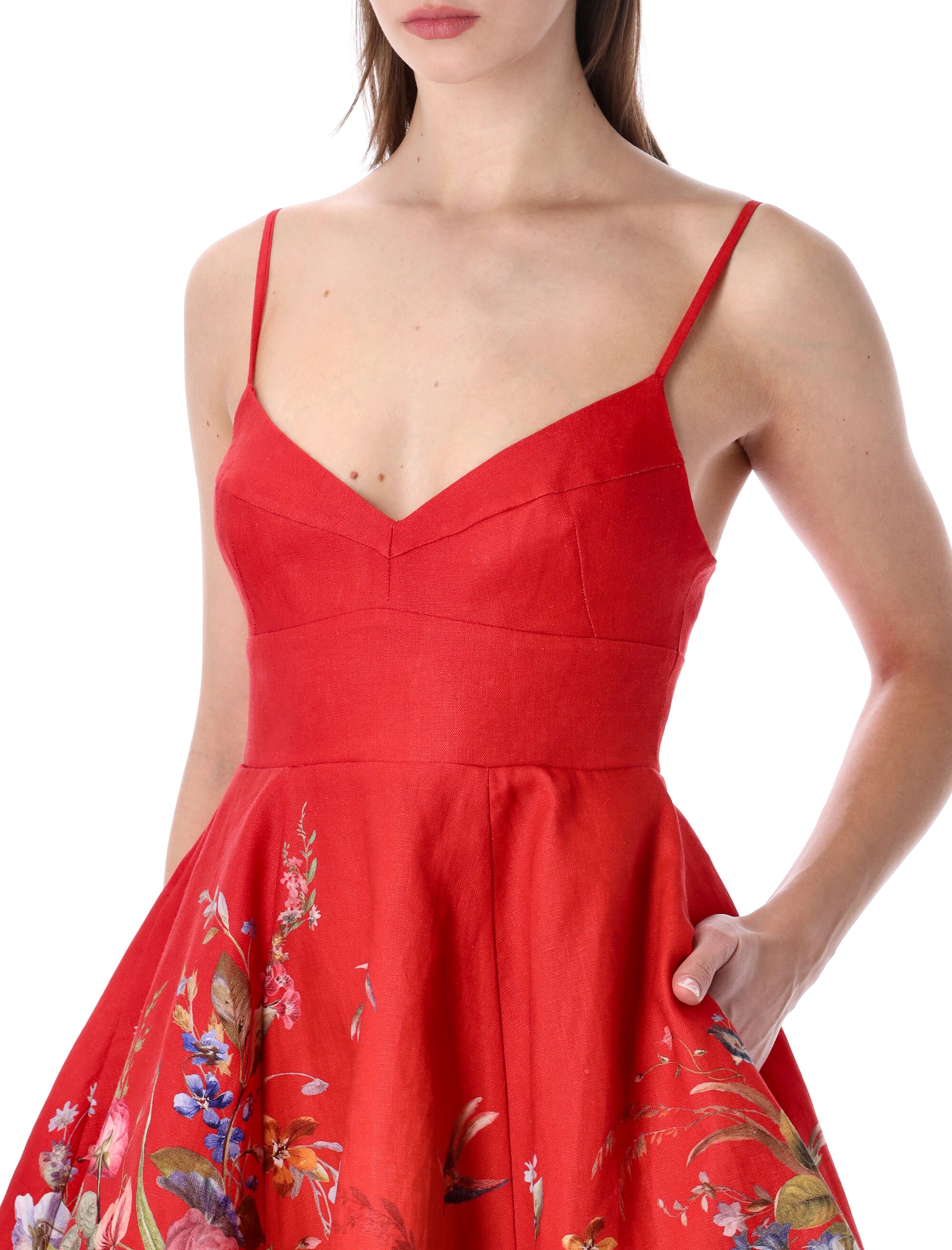 Zimmermann Patience red floral mini dress Flower Linen