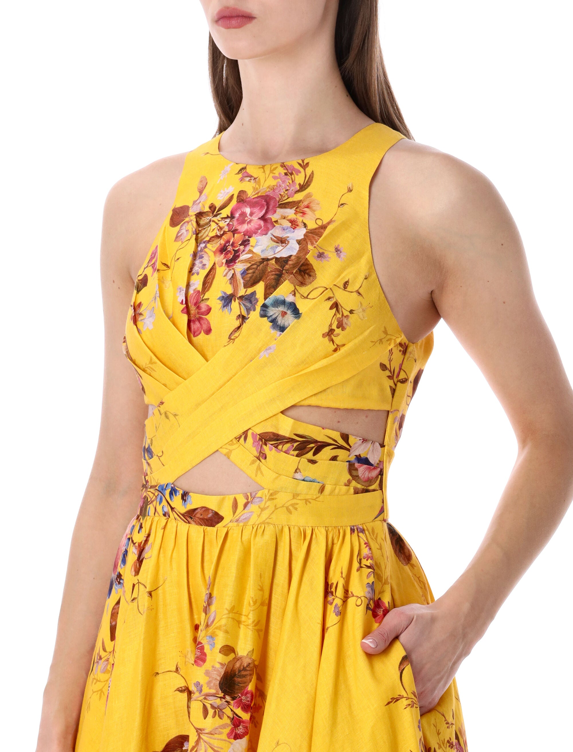 Zimmermann Patience mustard floral midi dress Flower Linen