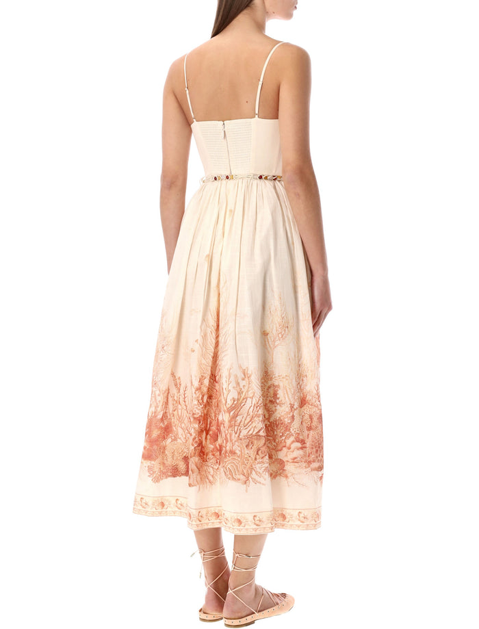 Zimmermann Wanderlust corset midi dress cream Coral Toile Cotton
