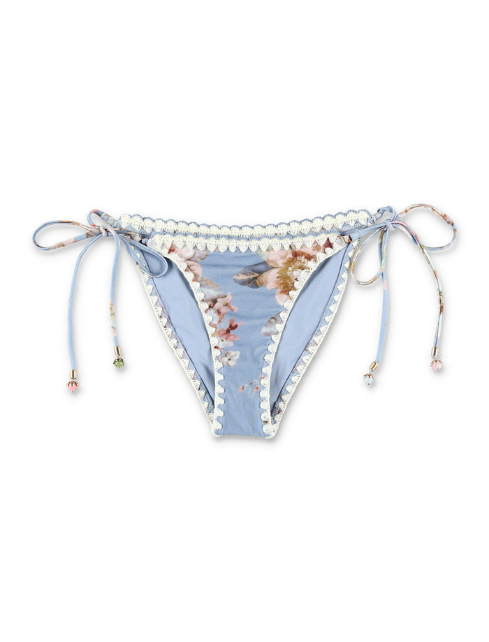 Zimmermann Chambray crochet tie bikini brief Blue Floral Polyamide Swimwear