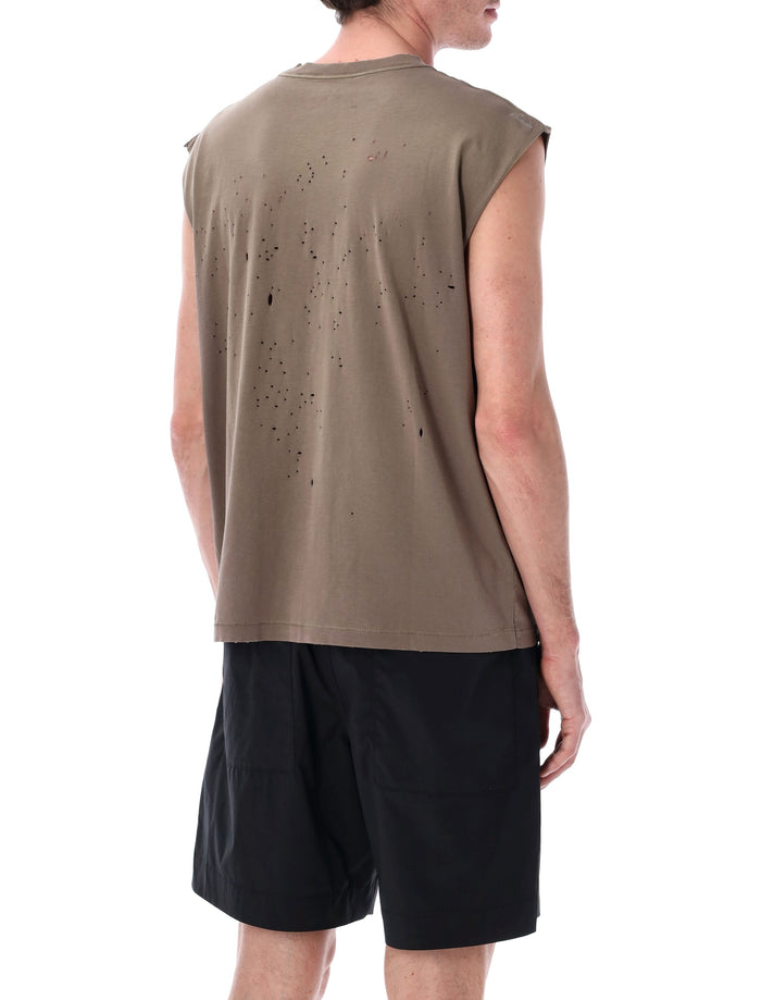 Satisfy Mothtech Destroyed Running Muscle Tee Sun Bleached Organic Cotton Tshirt