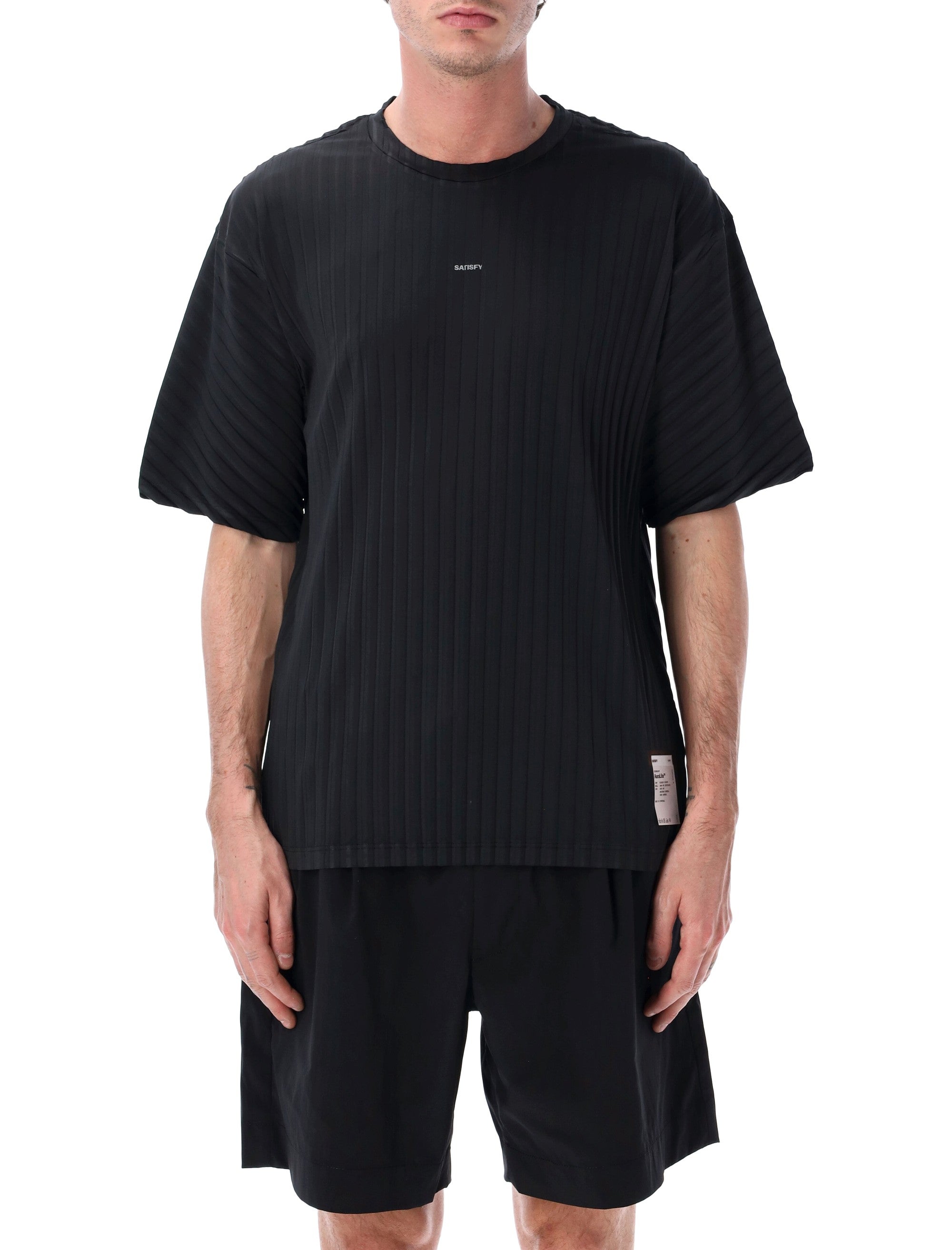 Satisfy AuraLite black pleated technical t-shirt Recycled Pes Tshirt