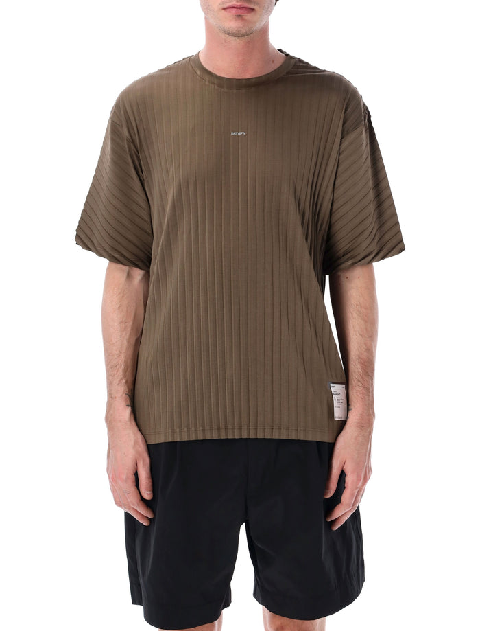 Satisfy AuraLite olive pleated technical t-shirt Pes (recycled) Tshirt