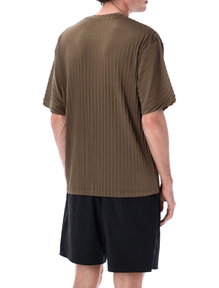 Satisfy AuraLite olive pleated technical t-shirt Pes (recycled) Tshirt