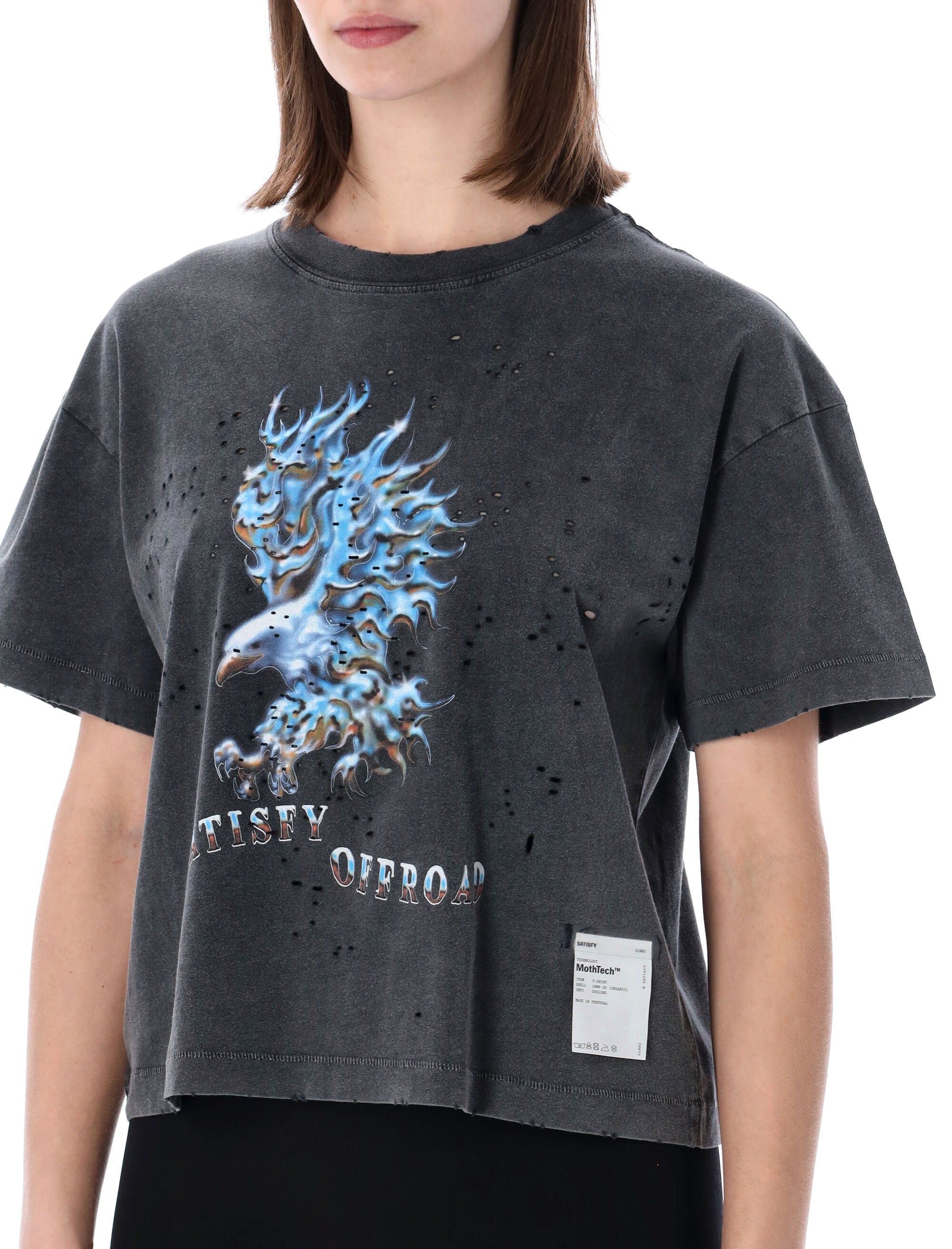 The Satisfy Mothtech™ T-Shirt Aged Black Organic Cotton