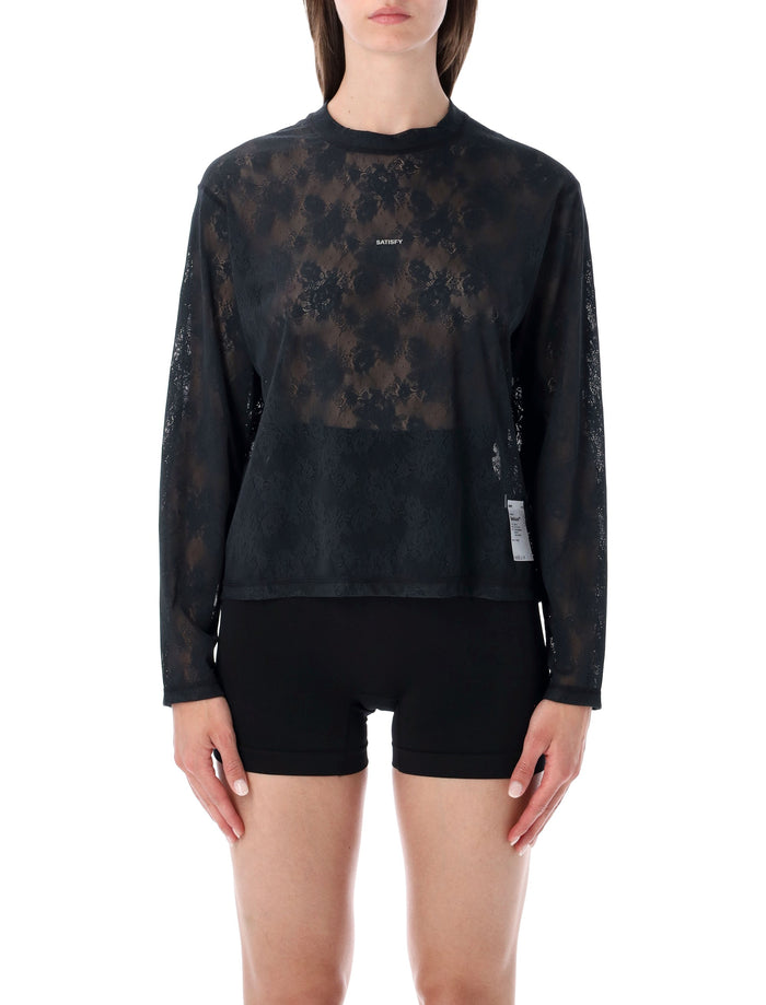 Satisfy Spacelace Long Sleeves Tee Black Polyamide T-shirt