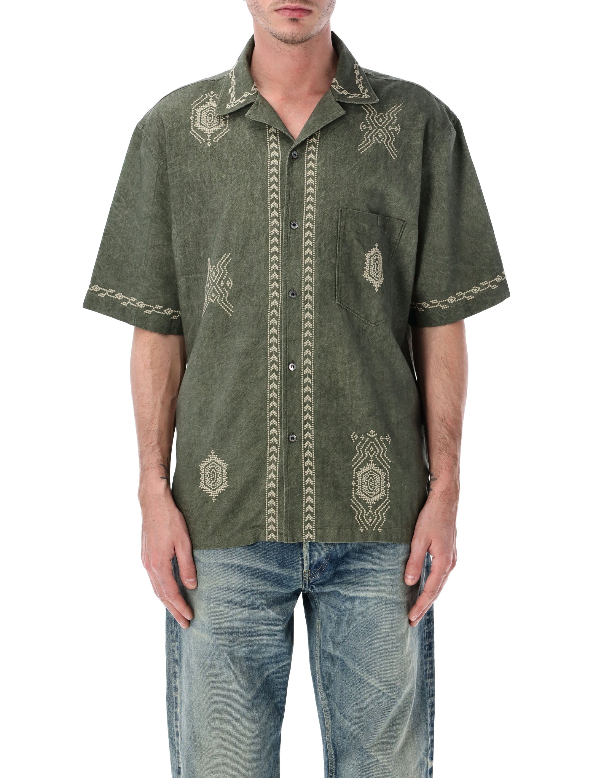 Marant Zekim Embroidered Cotton Shirt Ly Khaki