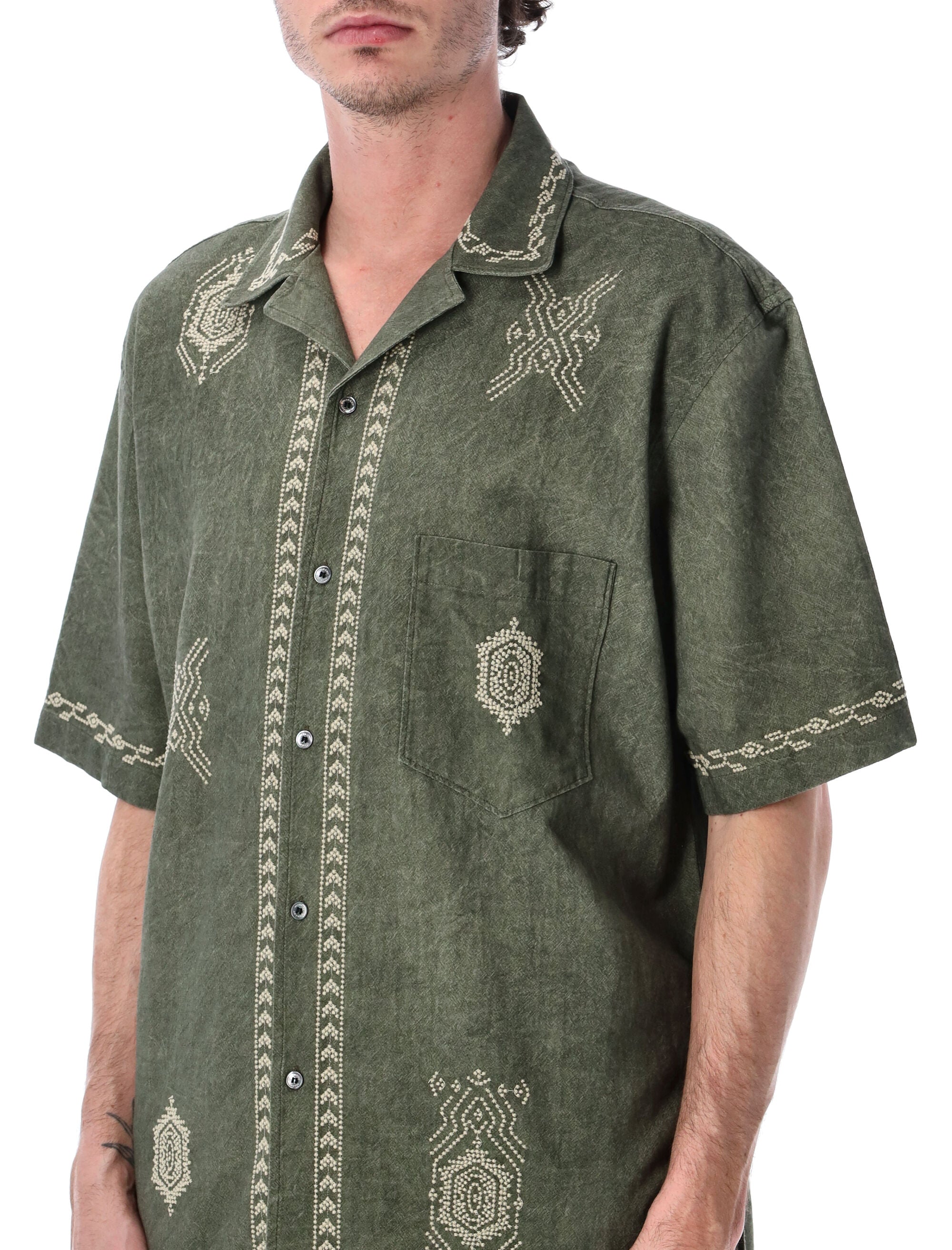 Marant Zekim Embroidered Cotton Shirt Ly Khaki