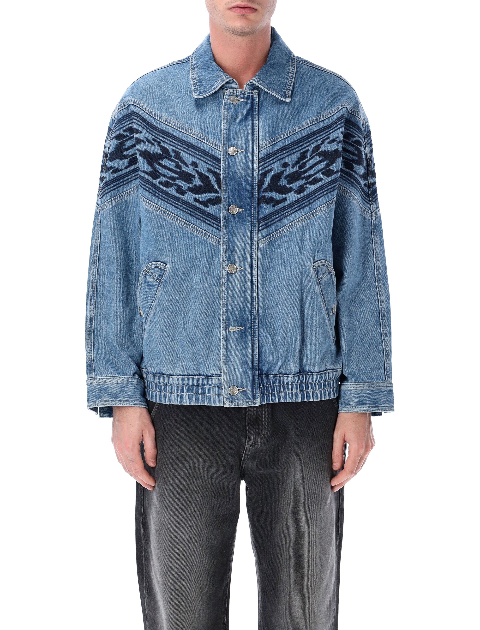 Marant Julian embroidered denim jacket Blue Cotton