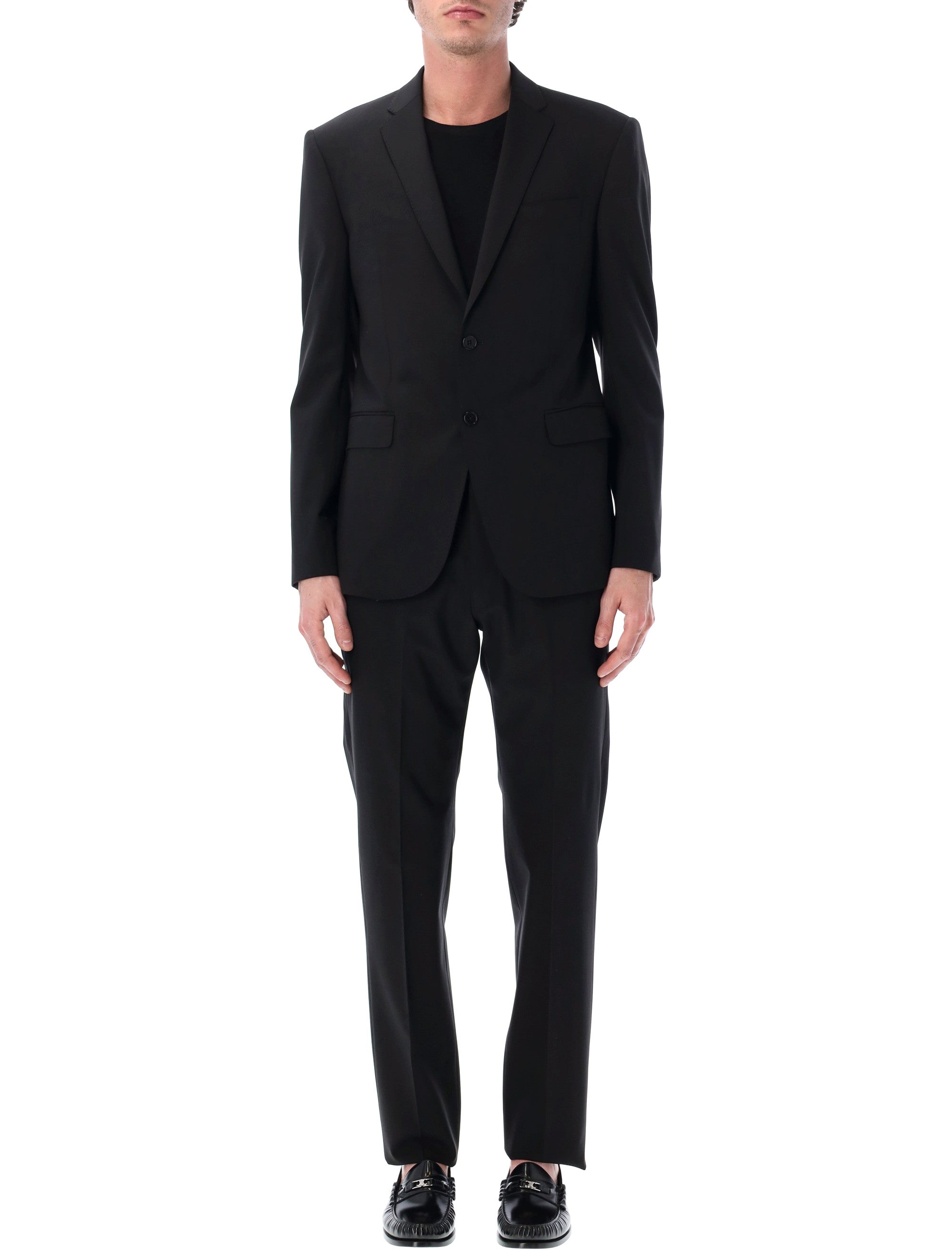 Emporio Armani single-breasted wool suit Black Virgin