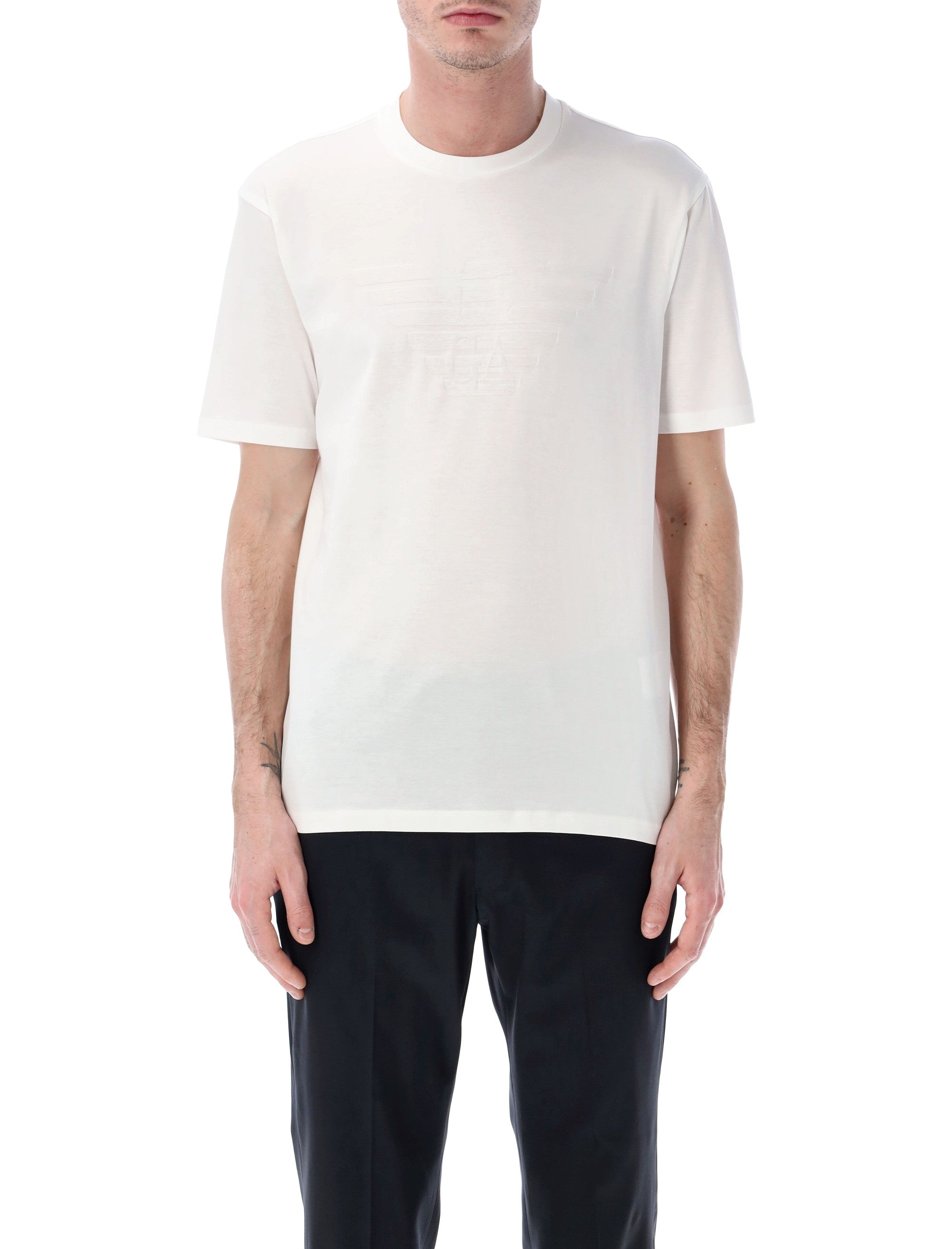 Emporio Armani black intarsia logo t-shirt White Cotton Tshirt