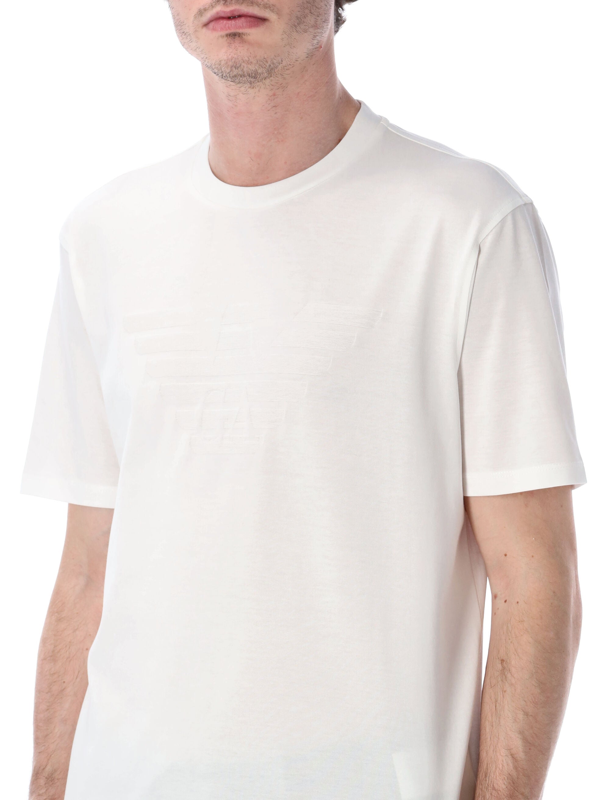 Emporio Armani black intarsia logo t-shirt White Cotton Tshirt