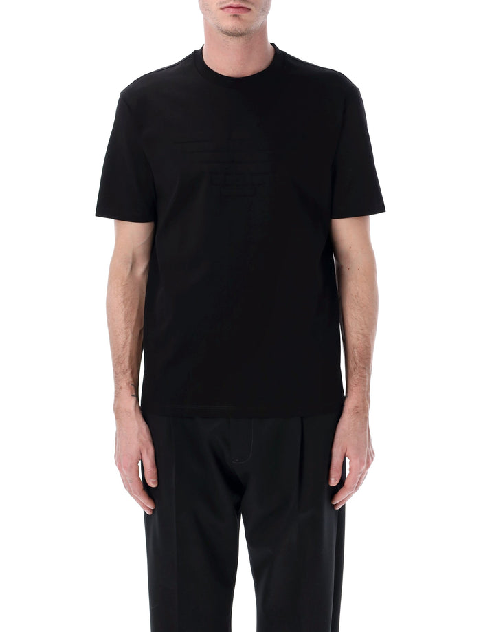 Emporio Armani black intarsia logo t-shirt Cotton Tshirt