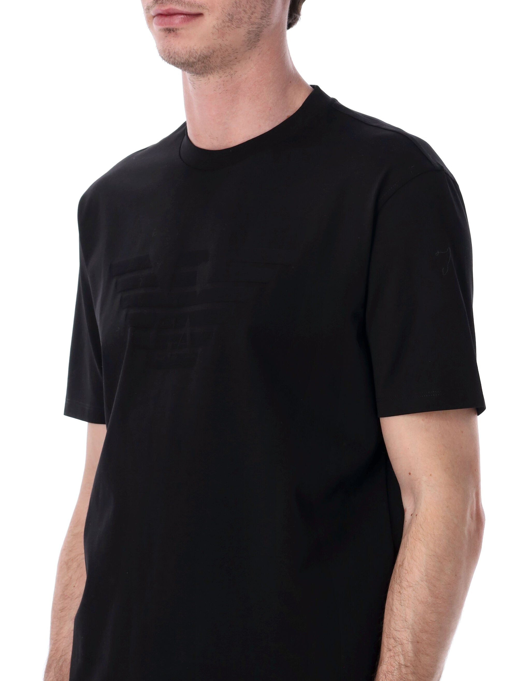 Emporio Armani black intarsia logo t-shirt Cotton Tshirt