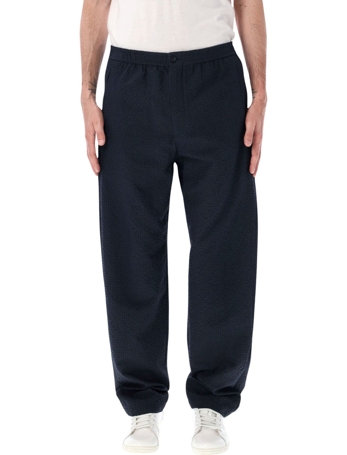 Emporio Armani Icon Seersucker Pants Blue Polyester