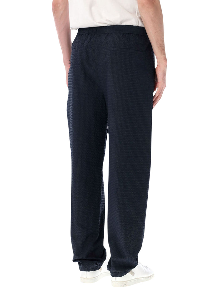 Emporio Armani Icon Seersucker Pants Blue Polyester